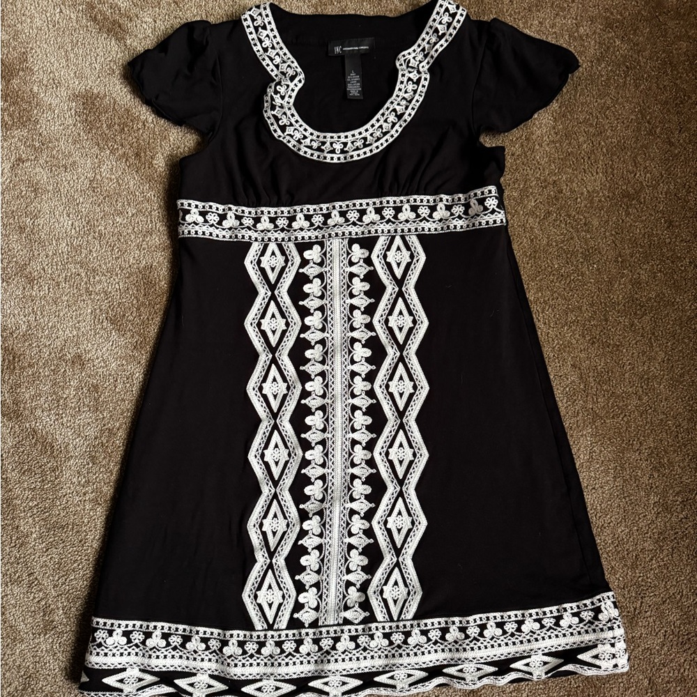 Black and White Embroidered Dress